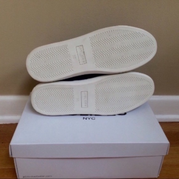 J/SLIDES NYC Cash Satin Faux Fur Pom Pom Sneakers - Picture 8 of 8